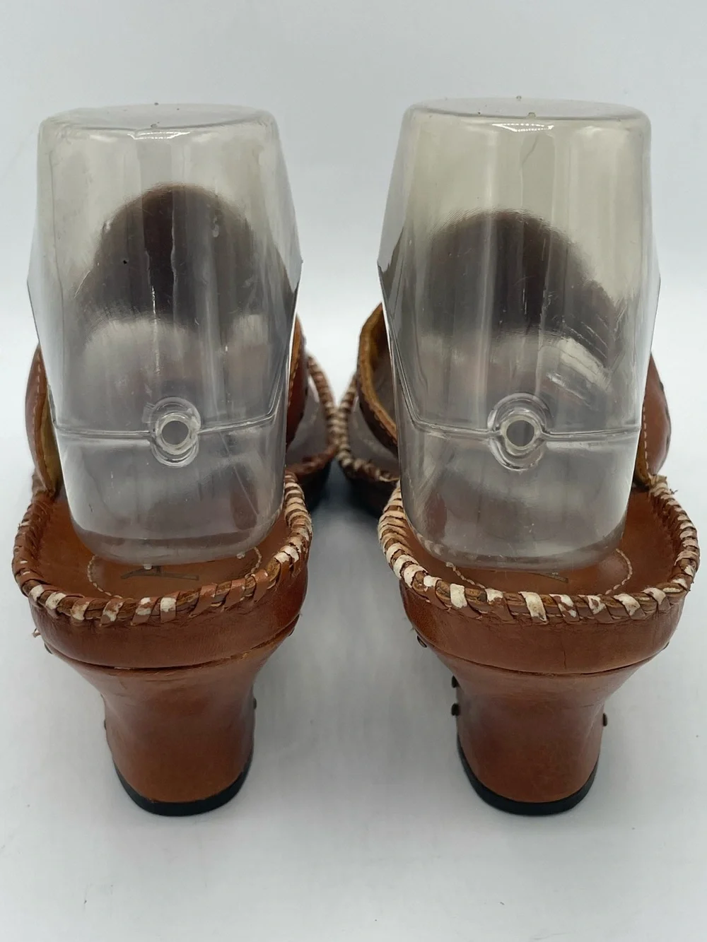 Clarks Artisan Brown Leather Wedge Thong Sandals with Decorative Studs
